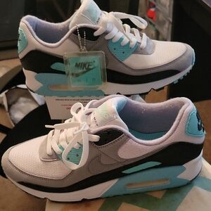 Nike Air Max in White, Gray, and Teal